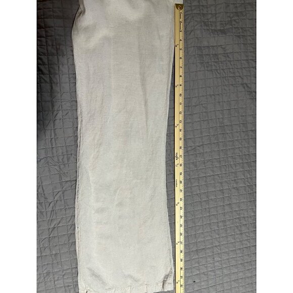 Max Jeans Linen Blend Pants Sz 12 Tan  Boho Lagenlook Beach Bohemian - Picture 8 of 12